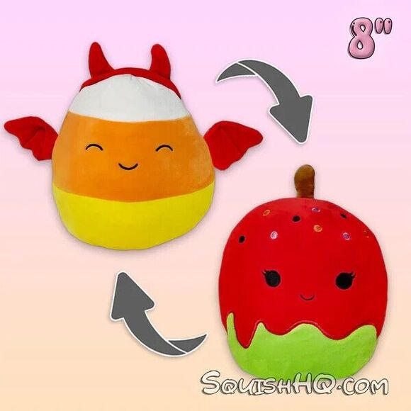 Squishmallows 8-Inch Keir and Carah Flip-A-Mallows Candycorn Candy Apple NWT - Picture 1 of 5